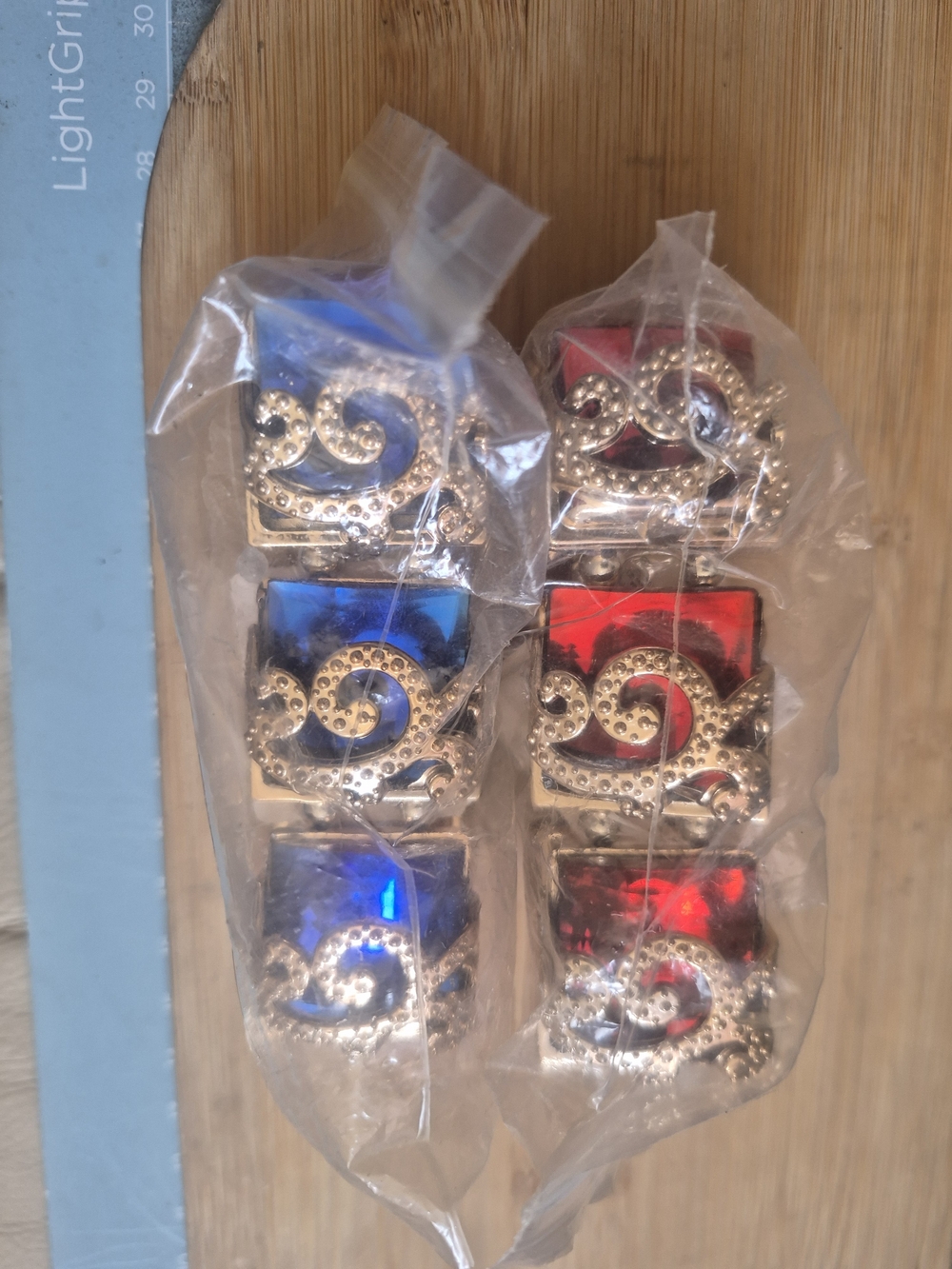 Set of Decorative Blue & Red Napkin Rings